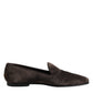 Dolce & Gabbana Brown Velvet Leather Slip On Loafers Shoes