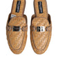 Dolce & Gabbana Beige Rattan Flat Mule Men Sandals Shoes