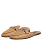 Dolce & Gabbana Beige Rattan Flat Mule Men Sandals Shoes