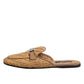 Dolce & Gabbana Beige Rattan Flat Mule Men Sandals Shoes