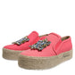 Twinset Pink Canvas Crystal Embellished Slip On Shoes
