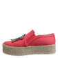 Twinset Pink Canvas Crystal Embellished Slip On Shoes
