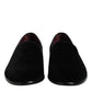 Dolce & Gabbana Black Velvet Slip On Loafers Formal Shoes