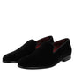 Dolce & Gabbana Black Velvet Slip On Loafers Formal Shoes