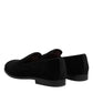 Dolce & Gabbana Black Velvet Slip On Loafers Formal Shoes