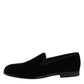 Dolce & Gabbana Black Velvet Slip On Loafers Formal Shoes