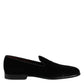 Dolce & Gabbana Black Velvet Slip On Loafers Formal Shoes