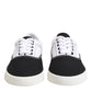 Dolce & Gabbana Black Cotton Canvas Lace Up Men Sneakers Shoes