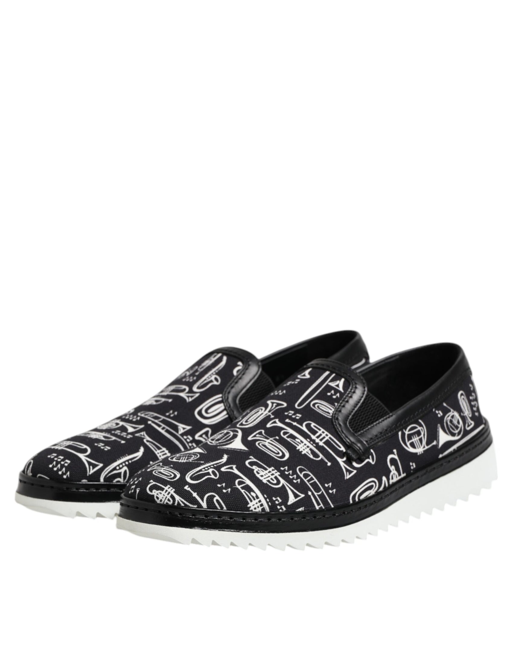 Dolce & Gabbana Black Slip On Printed Men Loafers Shoes