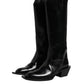 Dolce & Gabbana Black Calfskin Leather Logo High Boots Shoes