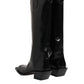 Dolce & Gabbana Black Calfskin Leather Logo High Boots Shoes