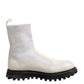 Dolce & Gabbana White Beige DG Logo Mid Calf Boots Shoes