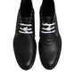 Dolce & Gabbana Black White Leather Ankle Boots Shoes