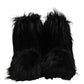 Dolce & Gabbana Black Faux Fur Mid Calf Boots Shoes