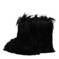 Dolce & Gabbana Black Faux Fur Mid Calf Boots Shoes