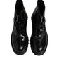 Dolce & Gabbana Black Leather Logo Ankle Boots Lace Up Shoes