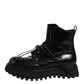 Dolce & Gabbana Black Leather Logo Ankle Boots Lace Up Shoes