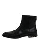 Dolce & Gabbana Black Leather Logo Ankle Boots Studded Shoes