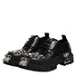 Dolce & Gabbana Black Leather Embellished Trekking Derby Shoes