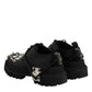 Dolce & Gabbana Black Leather Embellished Trekking Derby Shoes