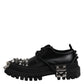 Dolce & Gabbana Black Leather Embellished Trekking Derby Shoes