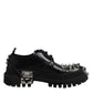 Dolce & Gabbana Black Leather Embellished Trekking Derby Shoes