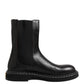 Dolce & Gabbana Black Leather Mid Calf Boots Flats Shoes