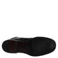 Dolce & Gabbana Black Leather Mid Calf Boots Lace Up Shoes