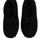 Dolce & Gabbana Black Wool Slip On Flats Ballerina Shoes