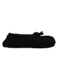 Dolce & Gabbana Black Wool Slip On Flats Ballerina Shoes