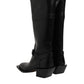 Dolce & Gabbana Black Leather High Boots Flats Shoes
