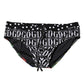 Dolce & Gabbana Black Floral Logo Beachwear Men Brief Swimwear