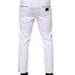 Dolce & Gabbana White Cotton Stretch Logo Men Jogger Pants