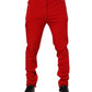 Dolce & Gabbana Red Viscose Logo Jogger Men Sweatpants Pants