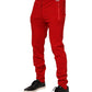Dolce & Gabbana Red Viscose Logo Jogger Men Sweatpants Pants