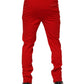 Dolce & Gabbana Red Viscose Logo Jogger Men Sweatpants Pants
