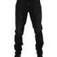 Dolce & Gabbana Black Cotton Logo Plaque Skinny Denim Jeans