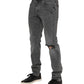 Dolce & Gabbana Gray Cotton Logo Plaque Denim Jeans
