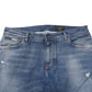 Dolce & Gabbana Blue Washed Cotton Logo Plaque Denim Jeans