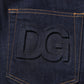 Dolce & Gabbana Dark Blue Cotton Logo Slim Fit Men Denim Jeans