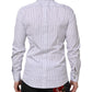 Dolce & Gabbana White Blue Striped Cotton GOLD Formal Shirt