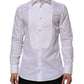 Dolce & Gabbana White Bib Cotton Popline GOLD Men Formal Shirt
