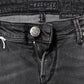 Acht Dark Gray Cotton Slim Fit Denim Low Waist Denim Jeans