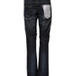 Acht Blue Washed Cotton Mid Waist Flared Denim Jeans