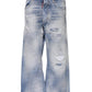 Dsquared² Blue Washed High Waist Wide Leg Jeans