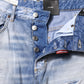 Dsquared² Blue Washed High Waist Wide Leg Jeans