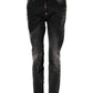 Dsquared² Black Washed Mid Waist Tapered Denim Jeans