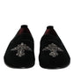 Dolce & Gabbana Black Velvet Crystal Crown Formal Dress Shoes