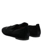 Dolce & Gabbana Black Velvet Crystal Crown Formal Dress Shoes