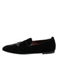 Dolce & Gabbana Black Velvet Crystal Crown Formal Dress Shoes